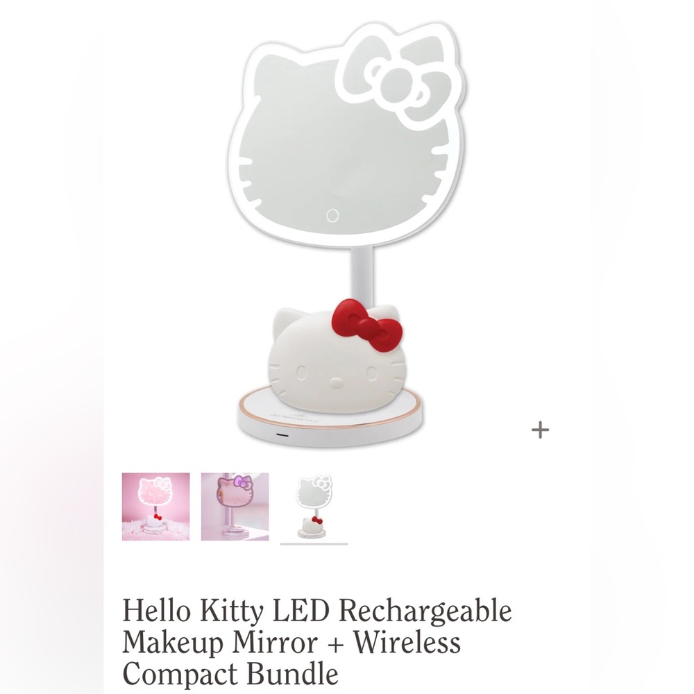 Hello Kitty LED Rechargeable Makeup Mirror + Wireless Compact Bundle